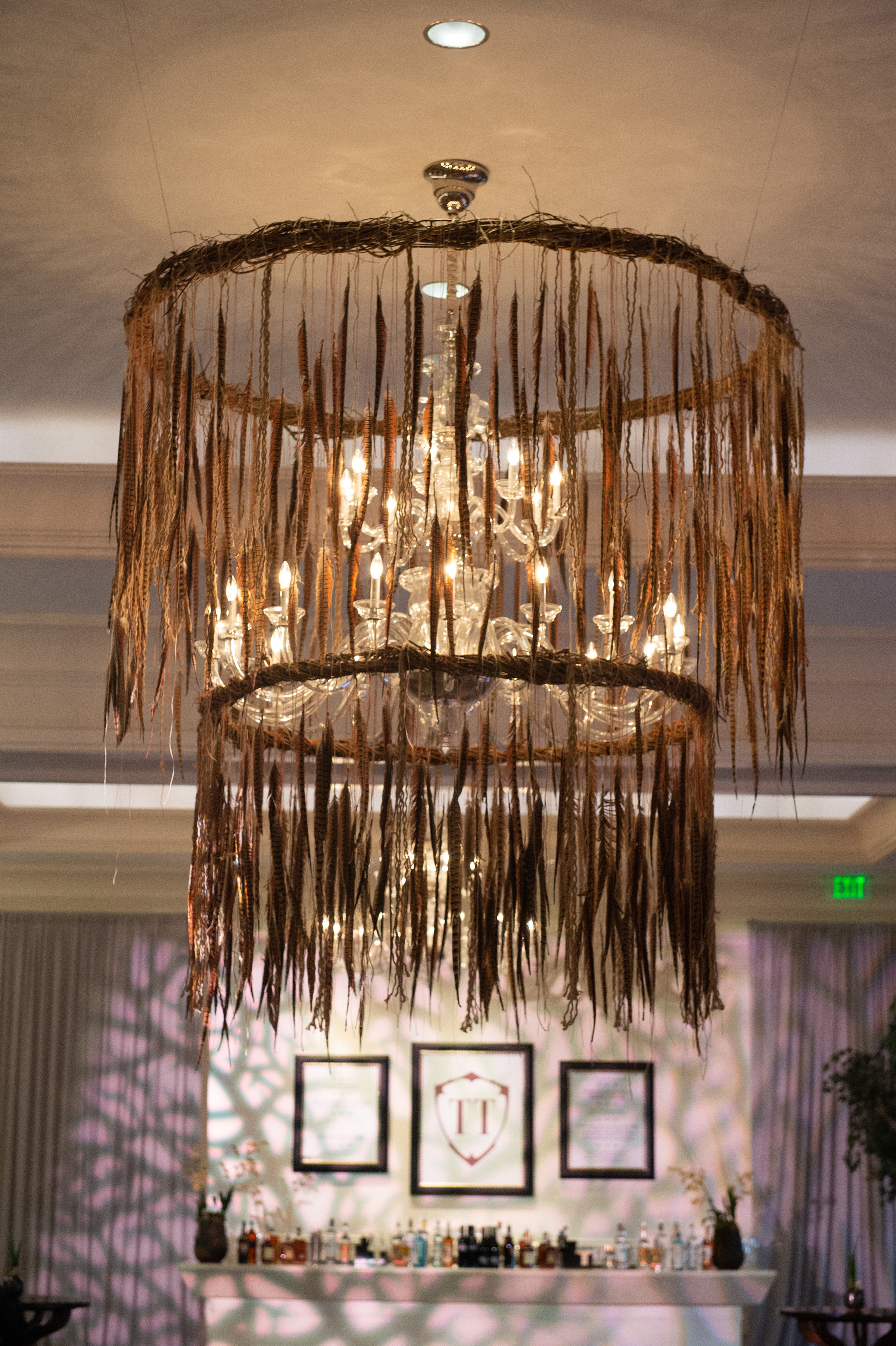 Boho Feather Chandelier from Topher Mack Floral & Events in Atlanta